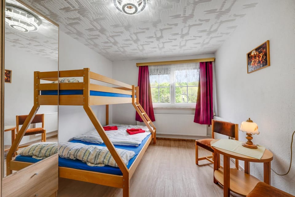 Bed, Photo of the whole room, bunk bed, wardrobe