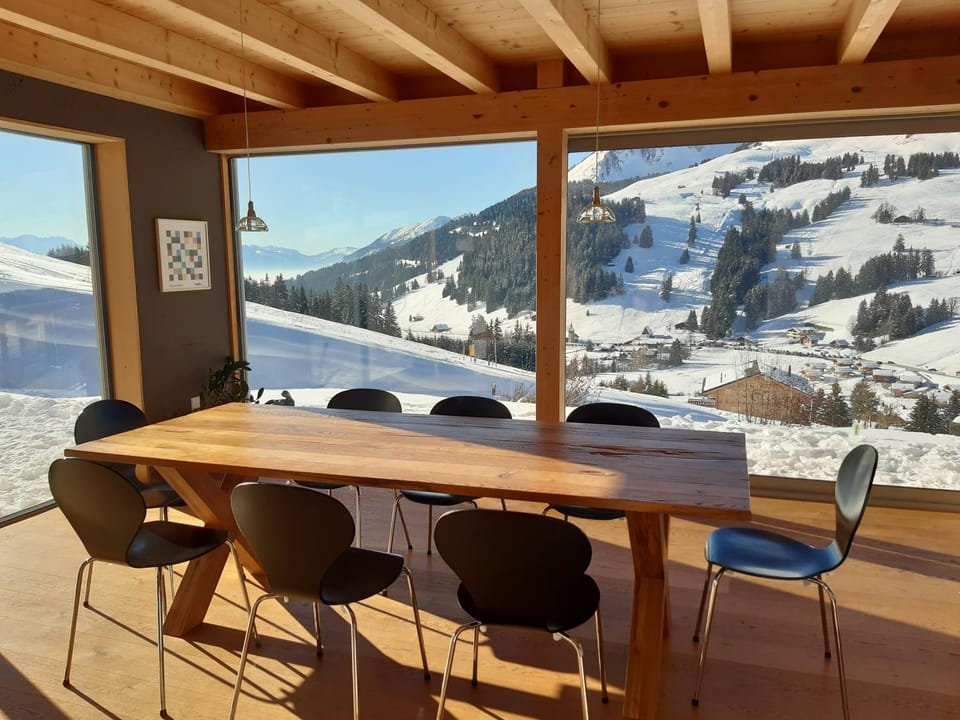 Natural landscape, Winter, Dining area, Mountain view