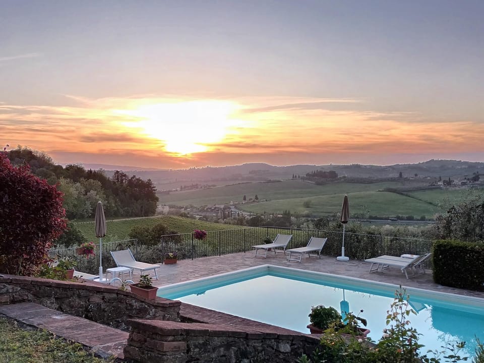 Pool view, Swimming pool, Sunset