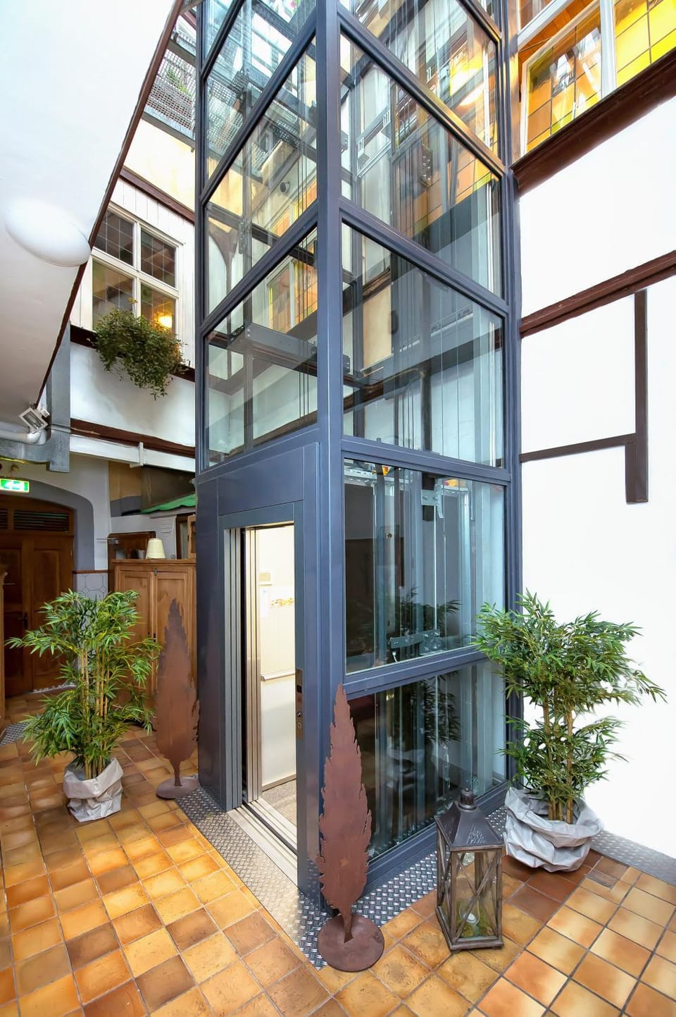 Patio, elevator