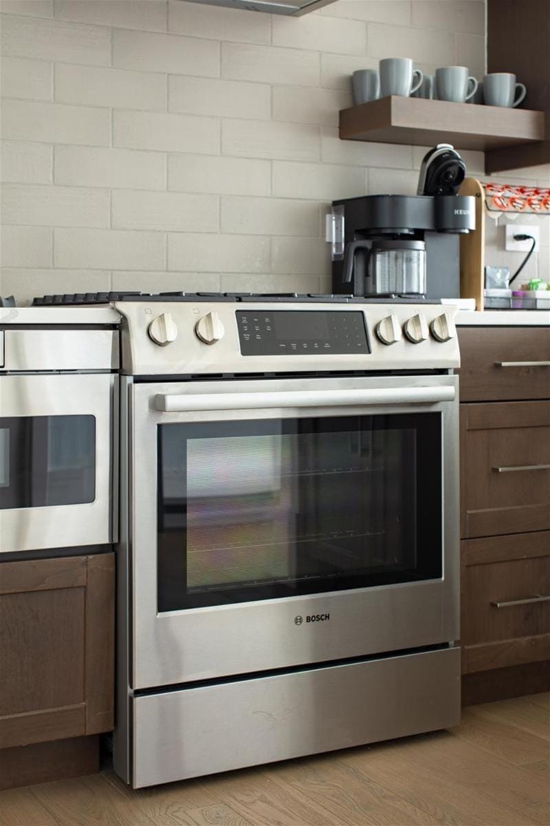 Kitchen or kitchenette, stove
