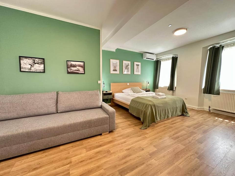 Bed, Living room, Photo of the whole room, Seating area, Bedroom