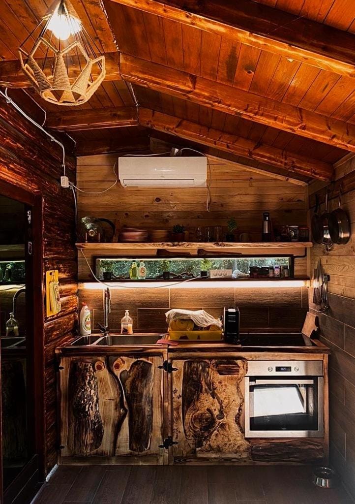 Kitchen or kitchenette, stove