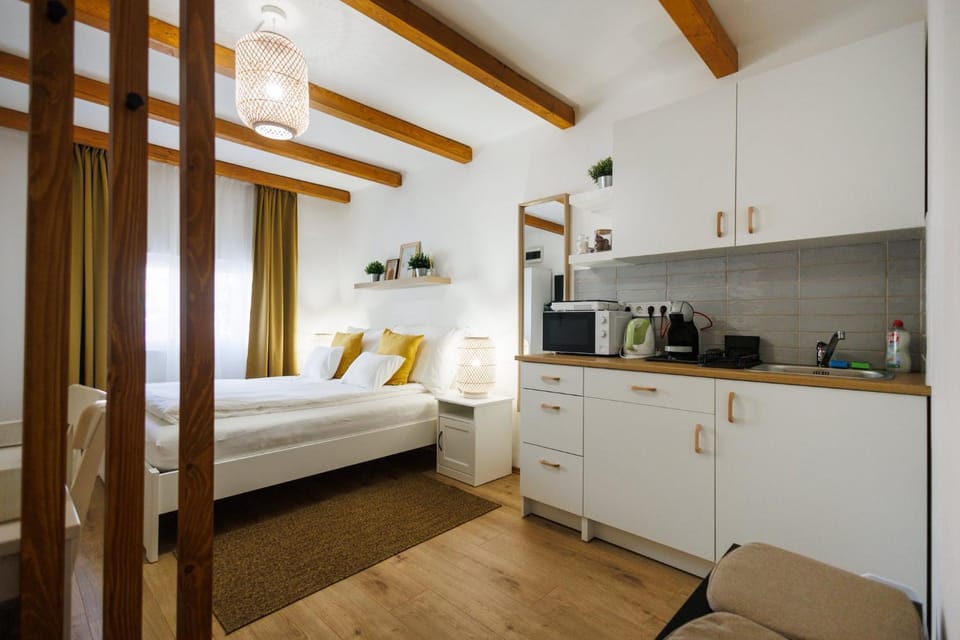 Bed, Coffee/tea facilities, Kitchen or kitchenette, Photo of the whole room, Bedroom