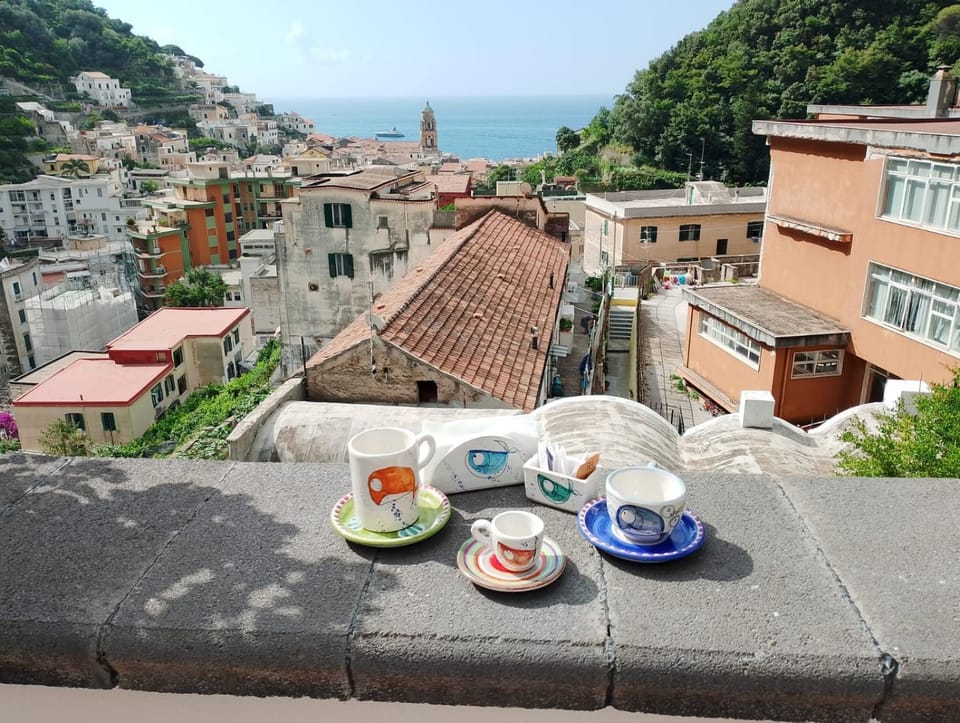 Property building, Patio, Day, Natural landscape, Coffee/tea facilities, View (from property/room), Balcony/Terrace, Dining area, City view, Mountain view, Sea view