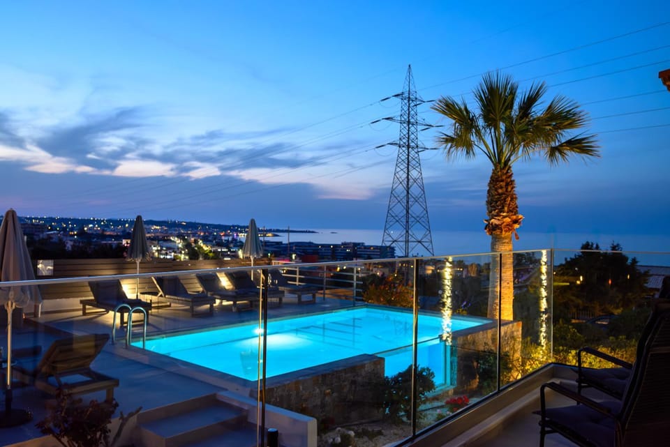 Night, Natural landscape, Pool view, Sea view, Swimming pool, sunbed