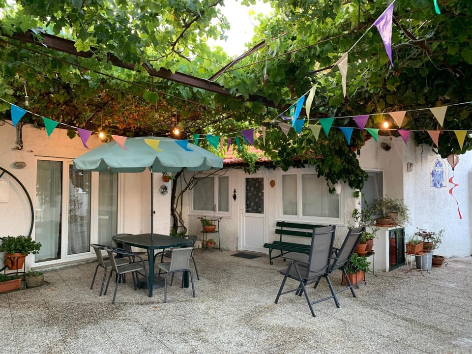 Property building, Patio, Day, Dining area