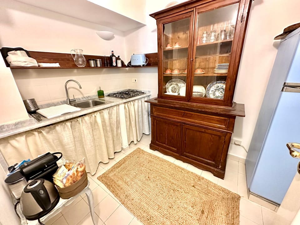 Kitchen or kitchenette, stove