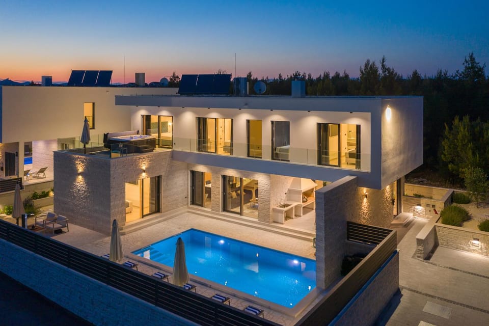 Pool view, Swimming pool, Swimming pool, Sunset