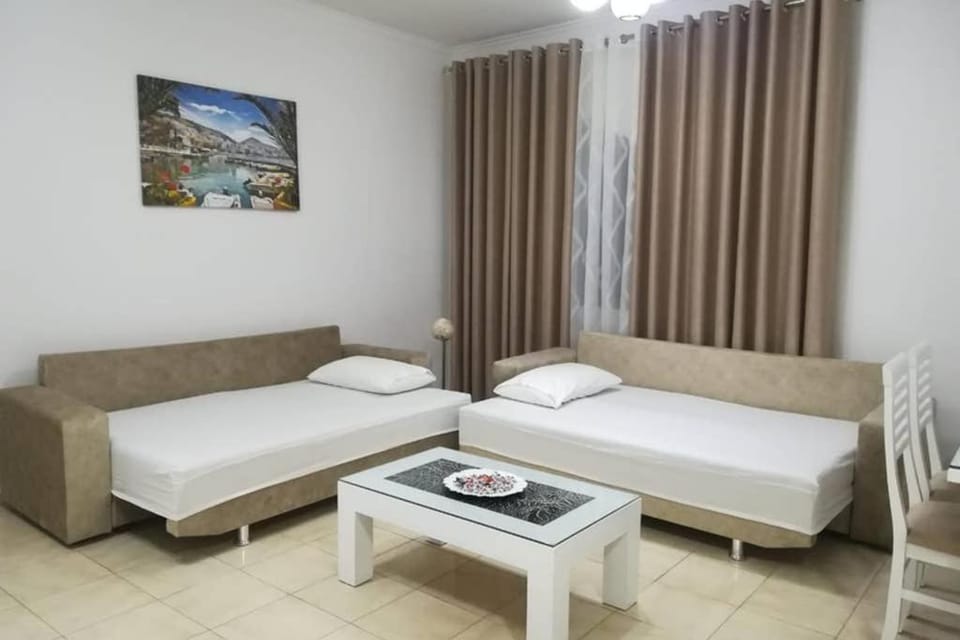 Bed, Living room, Seating area
