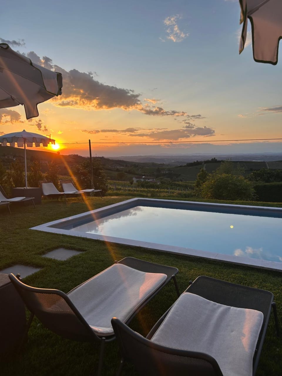 Natural landscape, Pool view, Sunset, sunbed