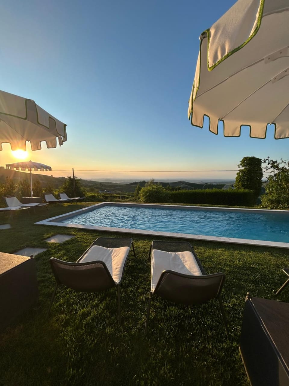 Natural landscape, Swimming pool, Sunset, sunbed