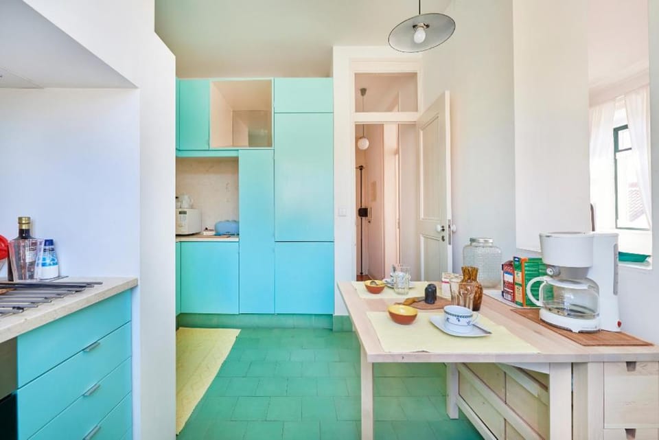 Kitchen or kitchenette, stove