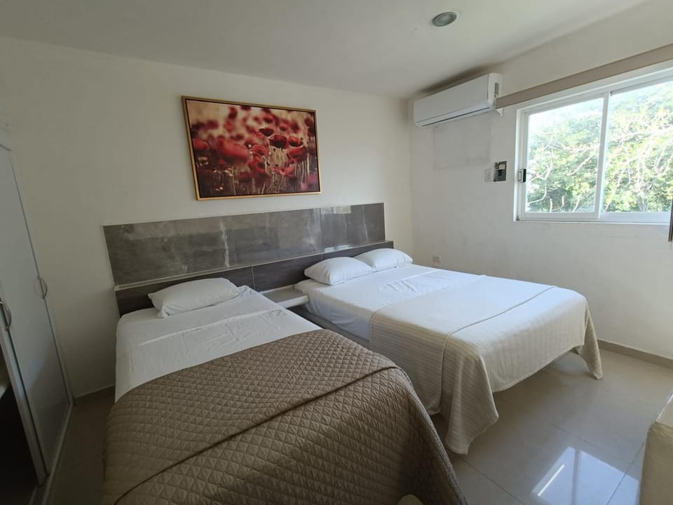Bed, Photo of the whole room, Bedroom, Garden view, wardrobe, air conditioner