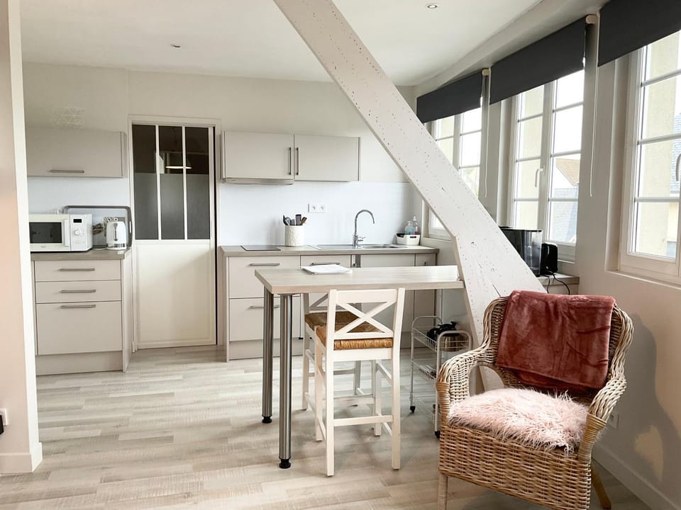 Kitchen or kitchenette, Dining area, stove