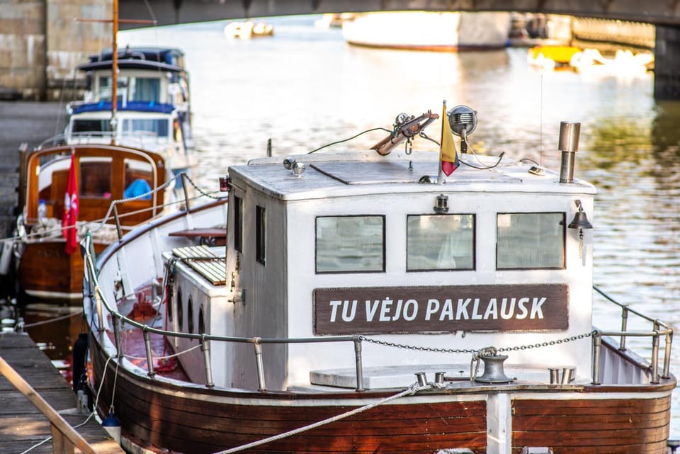 Historical boat Tu vėjo paklausk Docked boat in Klaipėda