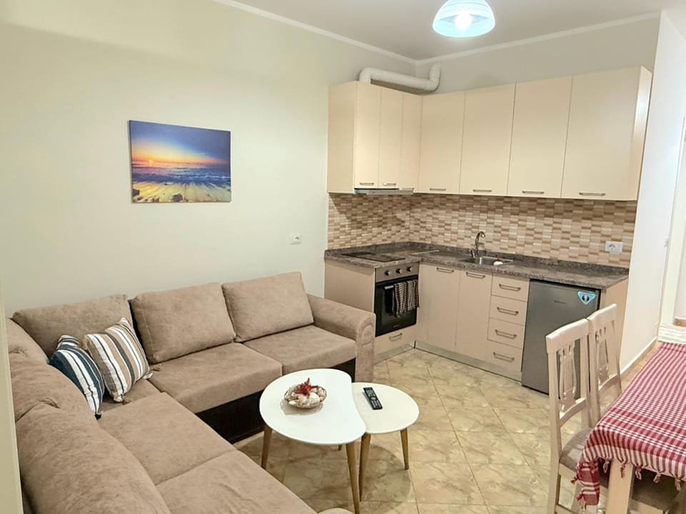 Kitchen or kitchenette, Living room, Seating area
