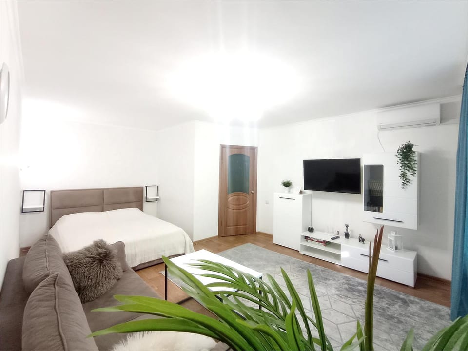 Bed, TV and multimedia, Living room, Photo of the whole room, Seating area, Bedroom, air conditioner