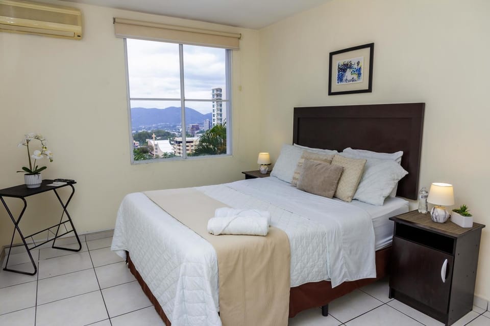 Bed, Natural landscape, View (from property/room), Bedroom, City view, Garden view, flat iron, hair dryier