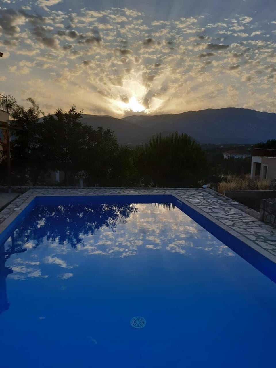 Natural landscape, Swimming pool, Sunset