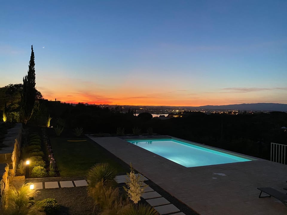 Pool view, Swimming pool, Swimming pool, Sunset