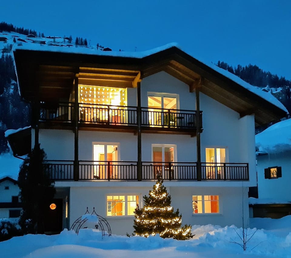 Property building, Night, Natural landscape, Winter, Mountain view