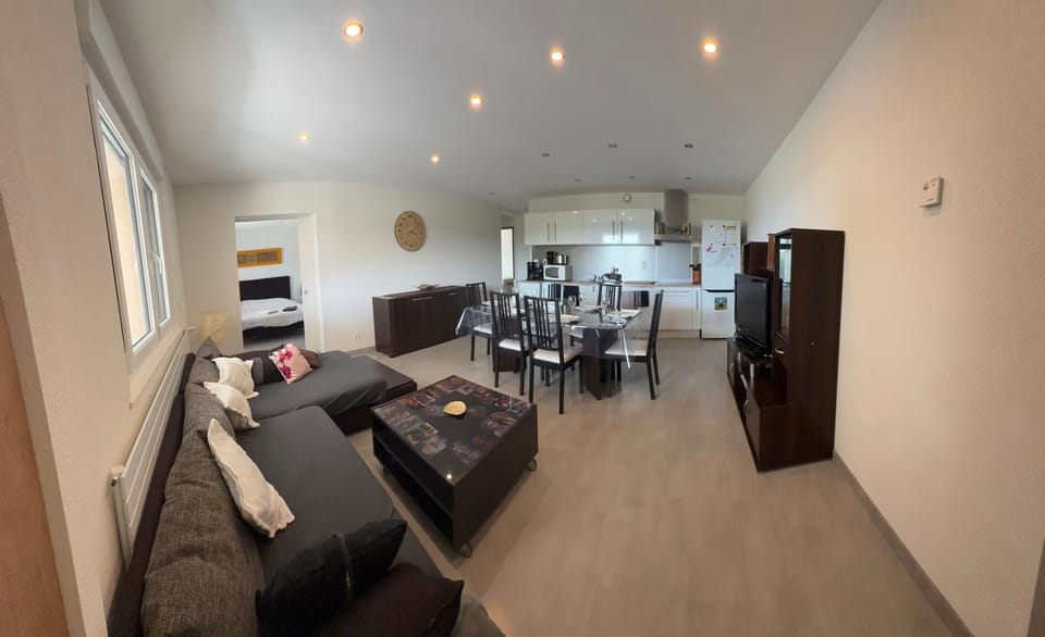 Communal lounge/ TV room, TV and multimedia, Kitchen or kitchenette, Living room, Seating area, Dining area, oven