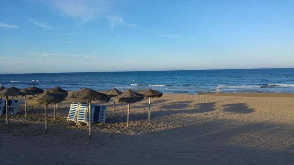 Beach, Sea view, sunbed