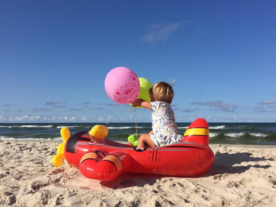 Beach, young children