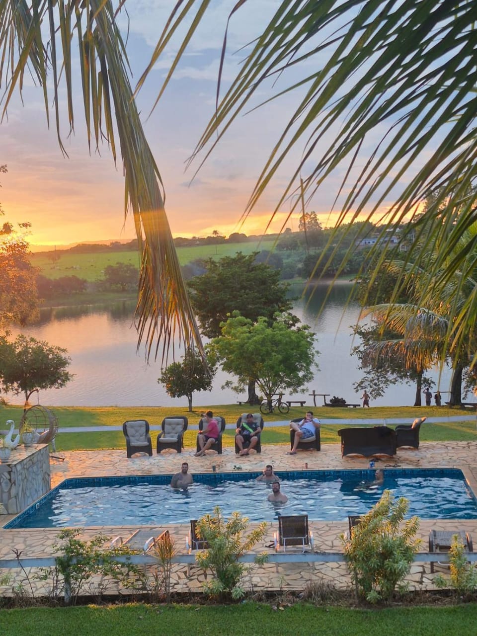 Pool view, Sunset