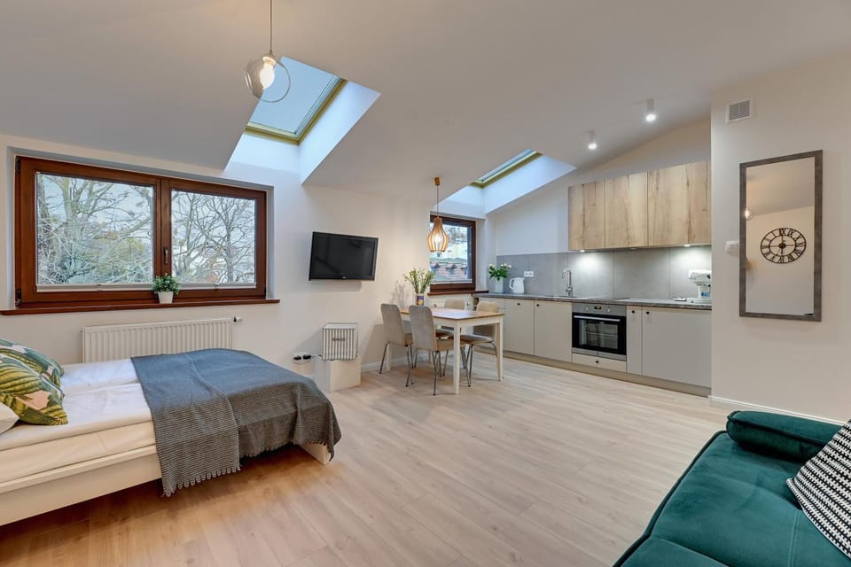 Bed, TV and multimedia, Kitchen or kitchenette, Living room, Photo of the whole room, Seating area, Dining area, Bedroom, stove