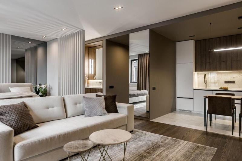 Bed, Kitchen or kitchenette, Living room, Photo of the whole room