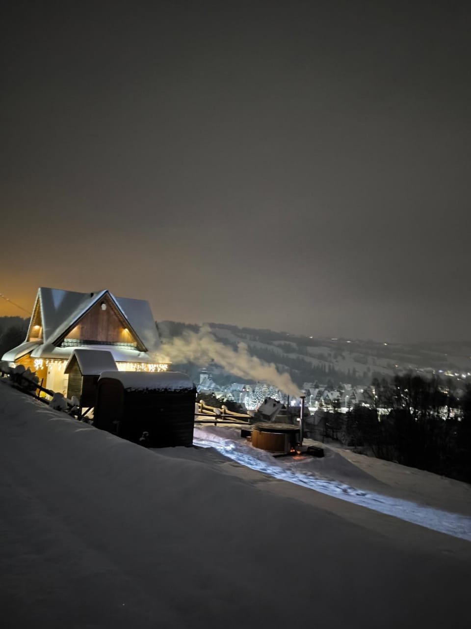 Night, Natural landscape, Winter