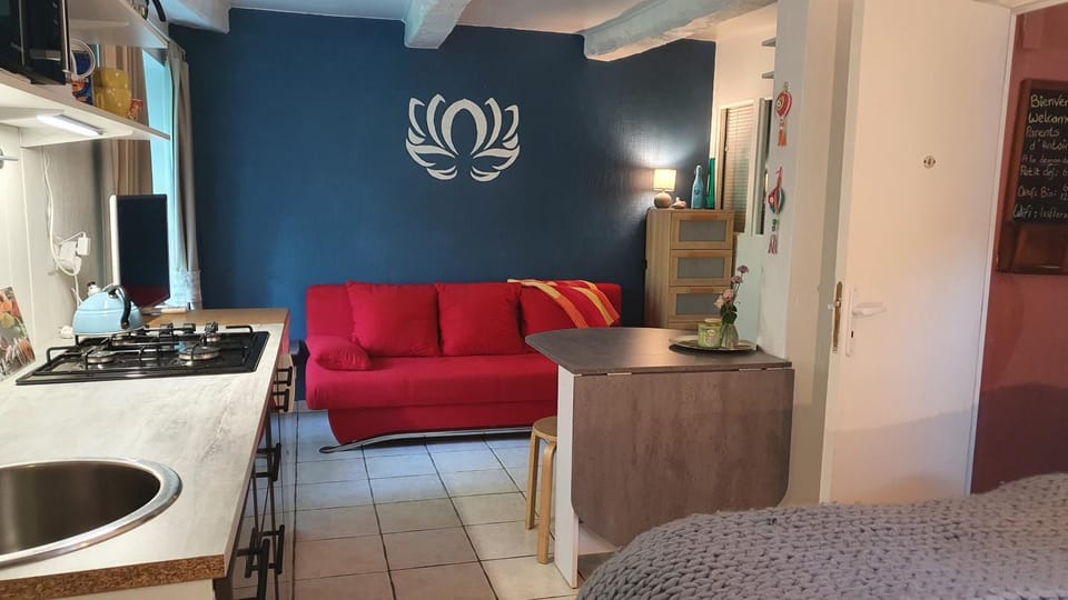 Kitchen or kitchenette, Living room, Dining area, stove