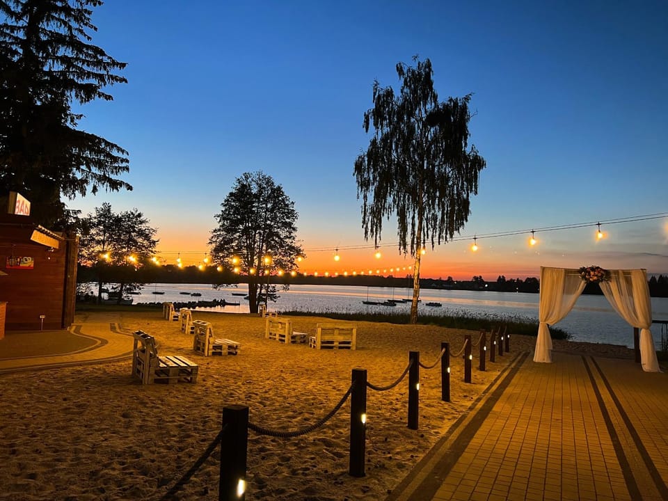 Beach, Lake view, Sunset