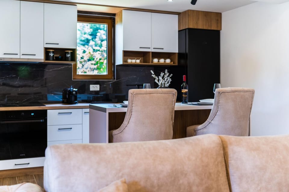 Kitchen or kitchenette, Living room, Seating area, Dining area, dishwasher, oven, stove