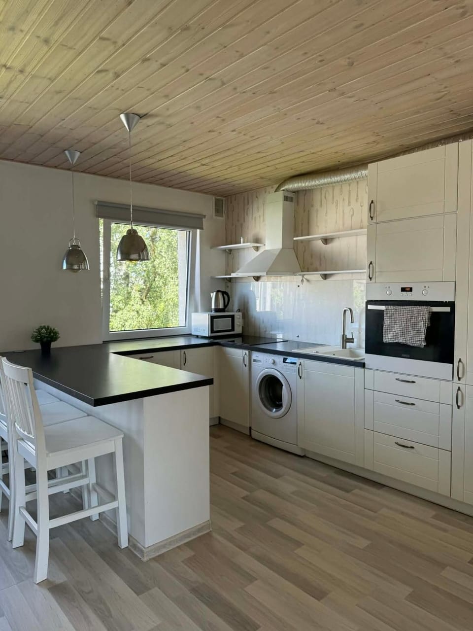 Kitchen or kitchenette, washing machine
