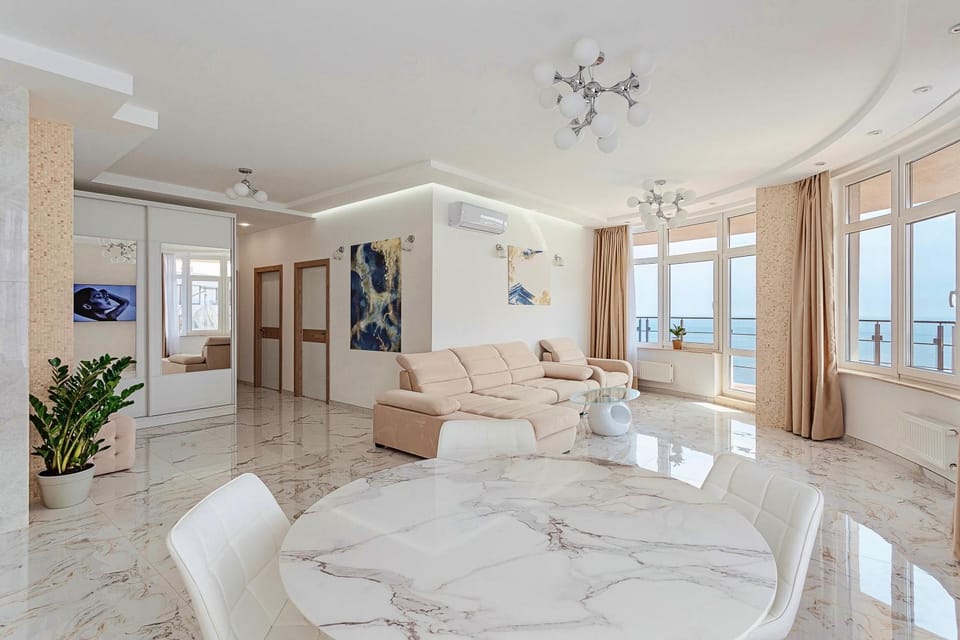Living room, Seating area, Sea view