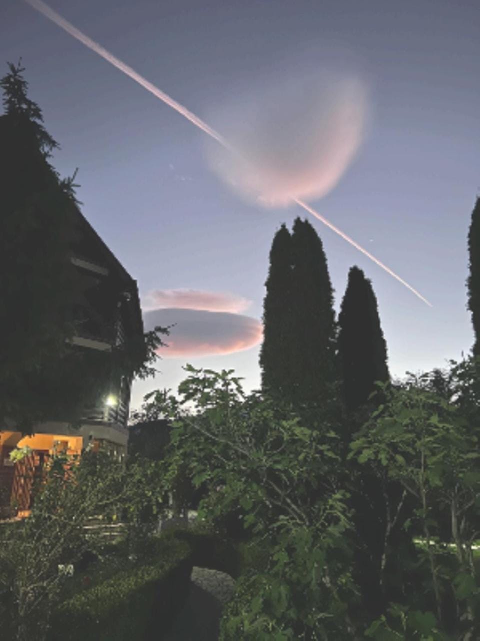 Property building, Natural landscape, Garden view, Sunset