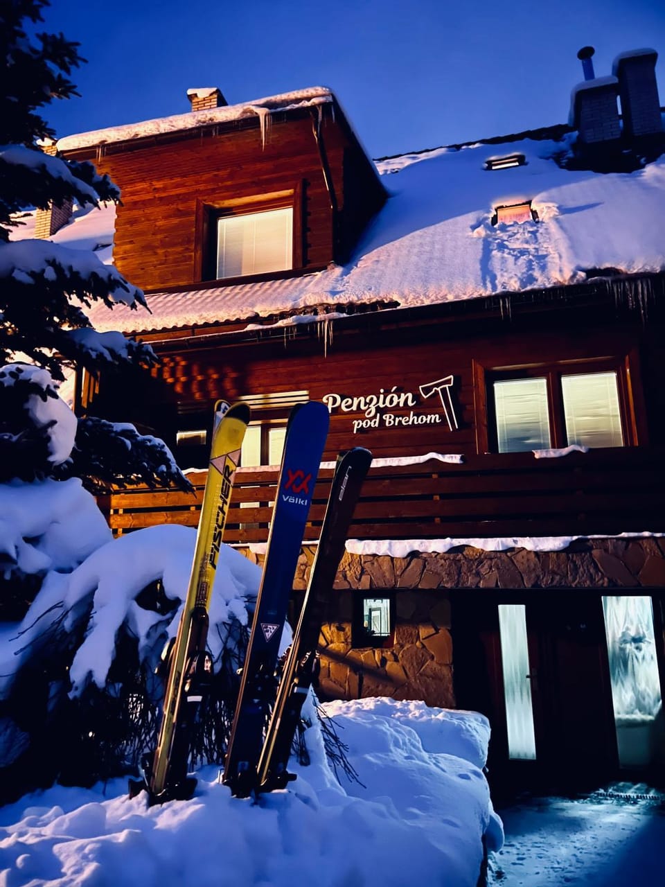 Property building, Night, Winter