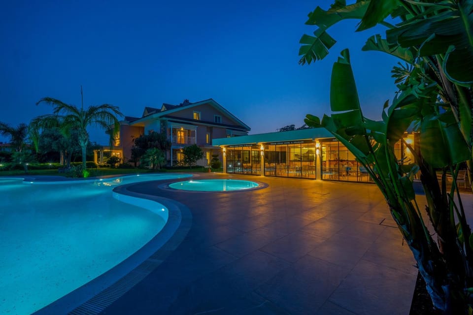 Night, Pool view, Swimming pool