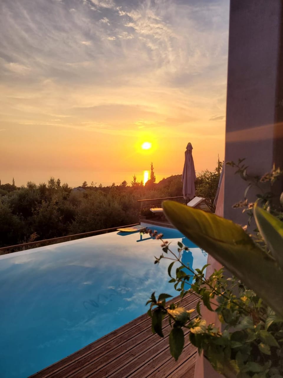 Property building, Night, Garden, Swimming pool