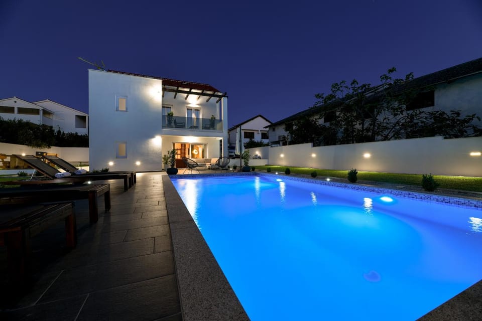 Night, Pool view, Swimming pool