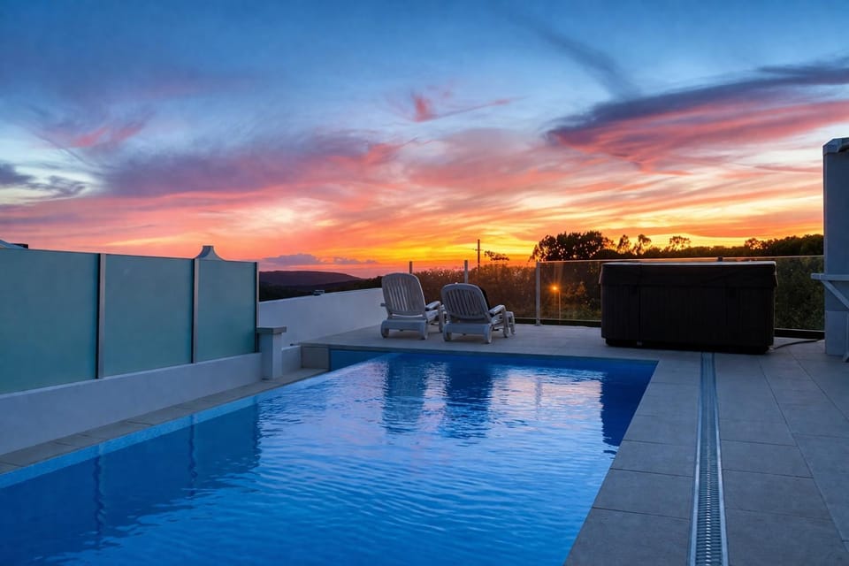 Pool view, Sunset
