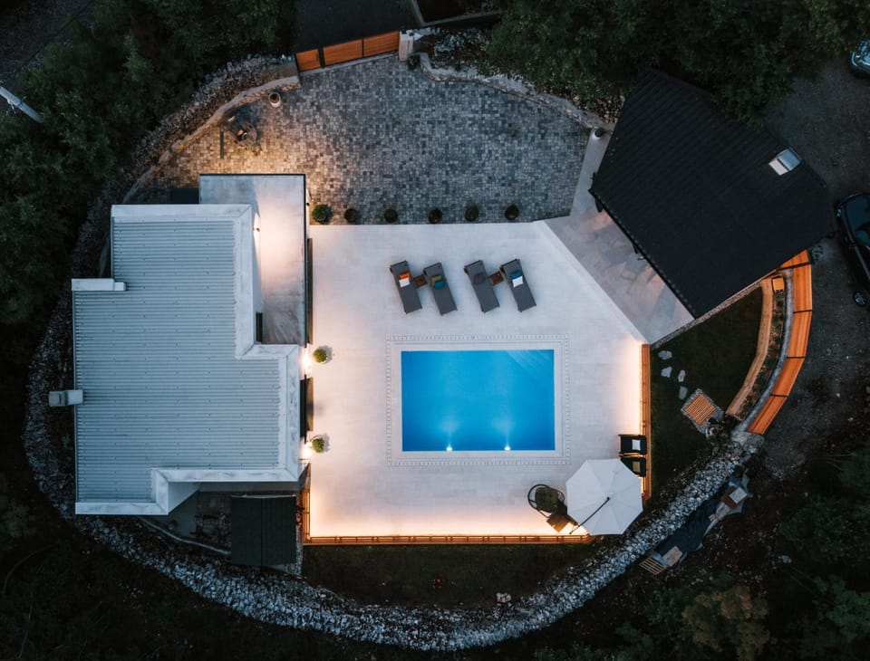 Night, Natural landscape, Pool view, Swimming pool, Location