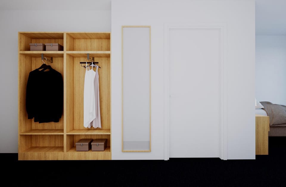 Photo of the whole room, wardrobe