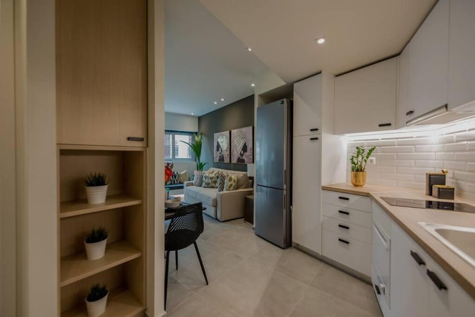 Kitchen or kitchenette, Living room, Seating area