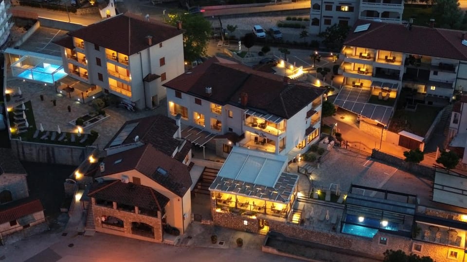 Property building, Night, Swimming pool