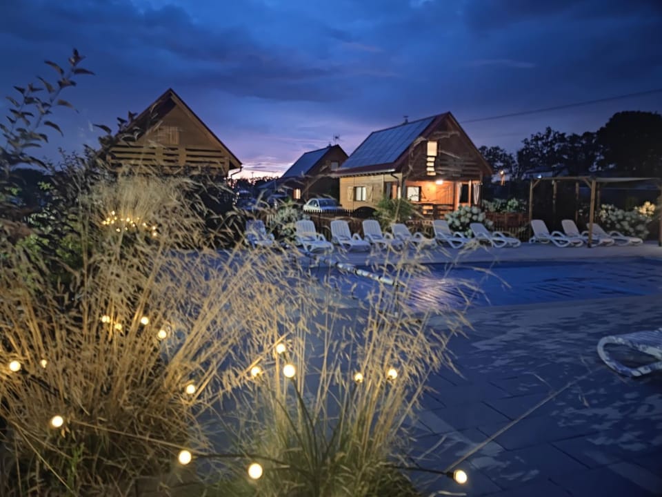 Property building, Night, Balcony/Terrace, Pool view, Swimming pool