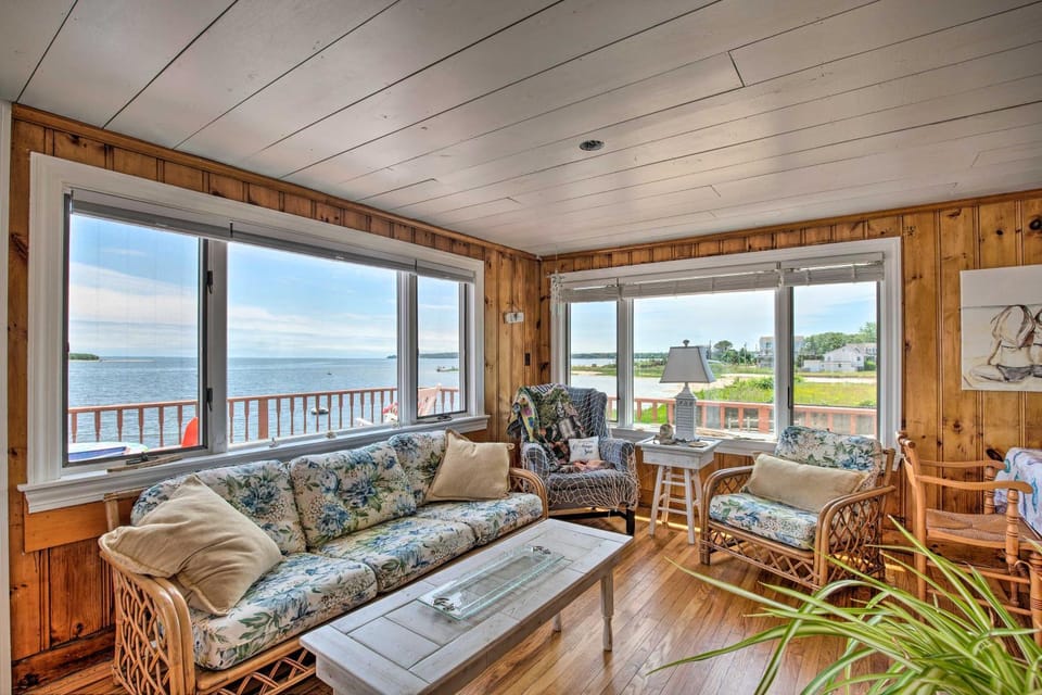 Deck & Beach Access: Waterfront Cape Cod Cottage House in Marion
